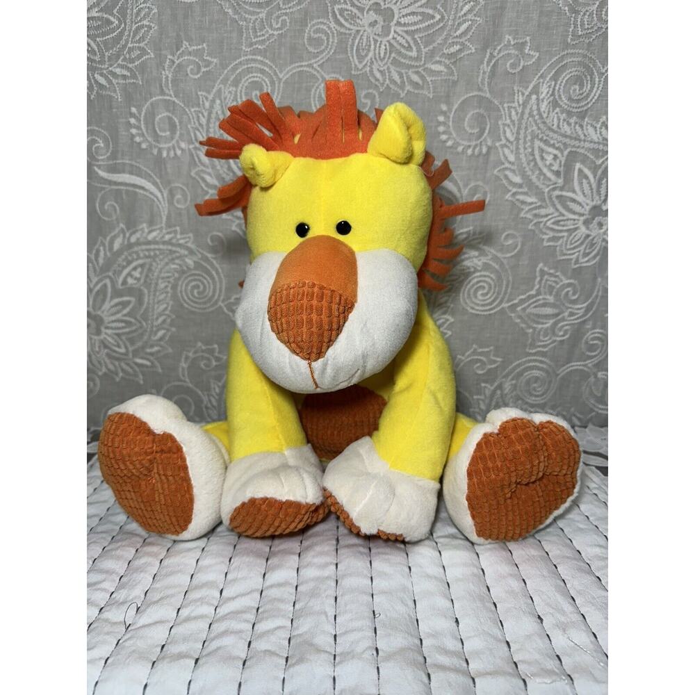 Animal Adventure Lion Yellow Plush Orange Mane Baby Lovey 16" Stuffed Animal